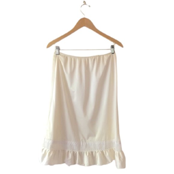 Vintage Other - Vintage Cream Petticoat Eyelet Lace + Ruffle Slip